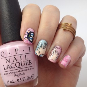 Sailor Moon Nail Art: Sailor Chibi Moon Nails with Helios / Pegasus and Luna P