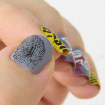 Crime Scene Nail Art - Fingerprint Nail with Acrylic Paint
