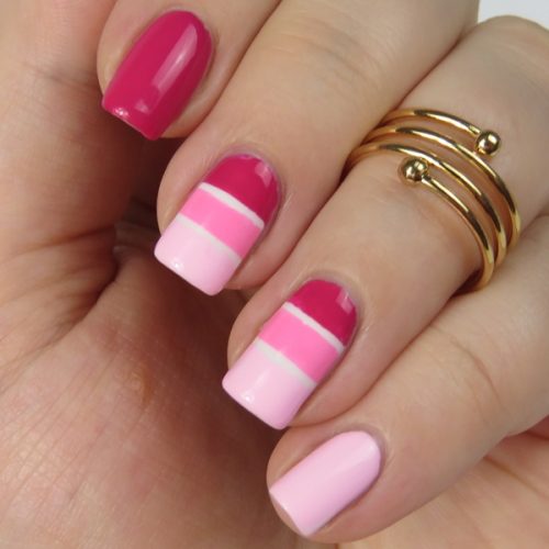 Pink Striping Tape Manicure: Ein einfaches Nageldesign mit dünnen Klebestreifen und Nagellacke von Dance Legend sowie essence.