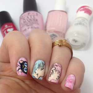 Sailor Moon Nail Art: Sailor Chibi Moon Nails with Helios / Pegasus and Luna P